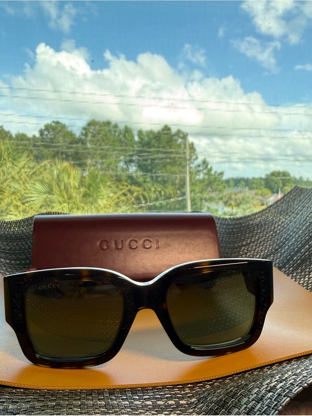 Gucci Women's Dark Tortoiseshell Square Sunglasses